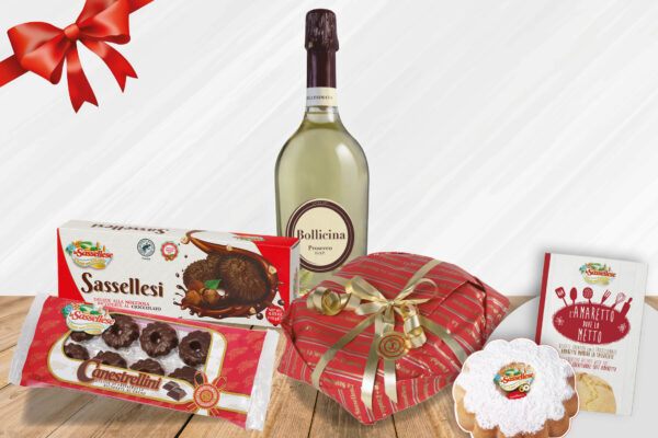 Dolci feste con pandolce, dolcezze e bottiglia